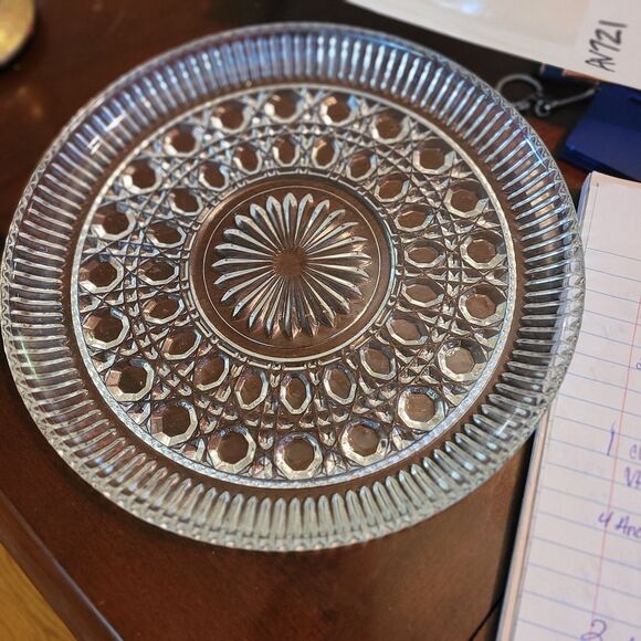 Federal Glass Windsor Clear Luncheon Plate 9 1/4" Button Cane Design - Picture 6 of 6